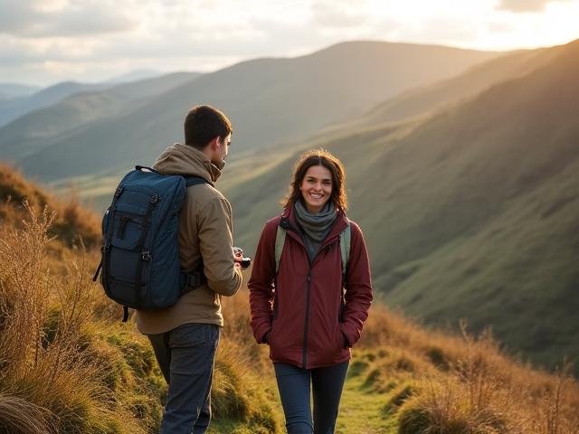 Young person on mountain trail with outdoor facilitator during wilderness mentoring session